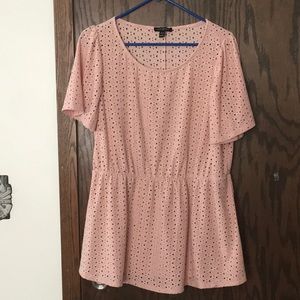 Ballet pink Lane Bryant eyelet top 14/16